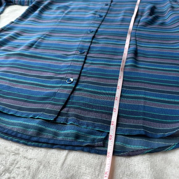 CAbi Alex Blouse Split Back Striped Blue Womens - Size M - Long Sleeve - Picture 8 of 11